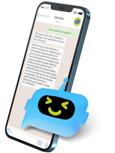 conversa de whatsapp no celular com robô webzap na frente